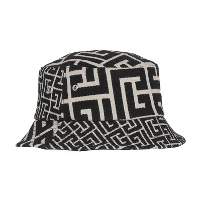 Balmain Cotton canvas bucket hat with Balmain Paris logo