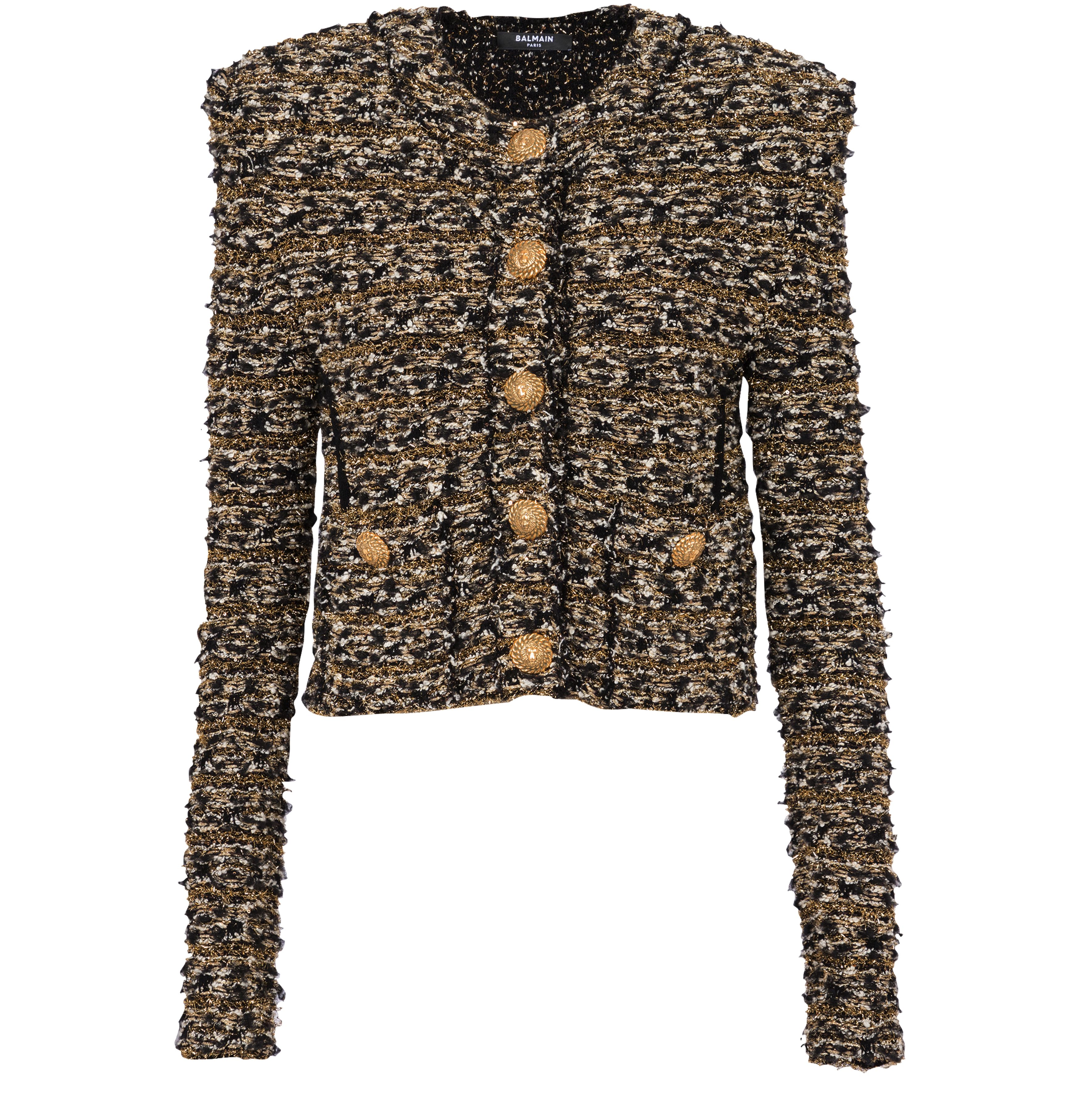 Balmain Cropped Lurex Tweed Jacket