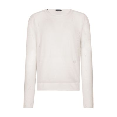 Dolce & Gabbana Technical Linen Sweater with Distressed Details