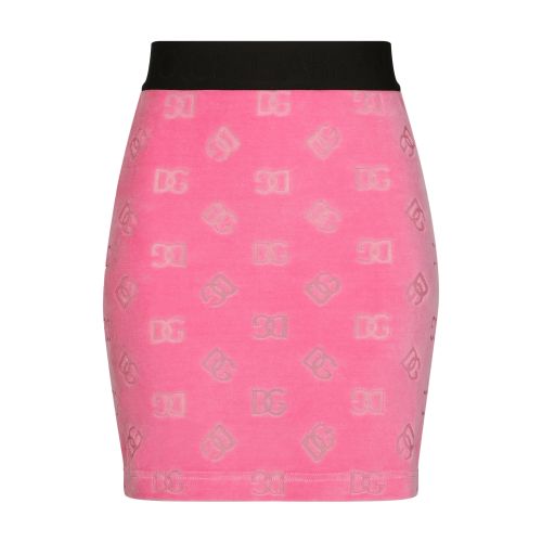 Dolce & Gabbana Flocked jersey miniskirt with all-over DG logo