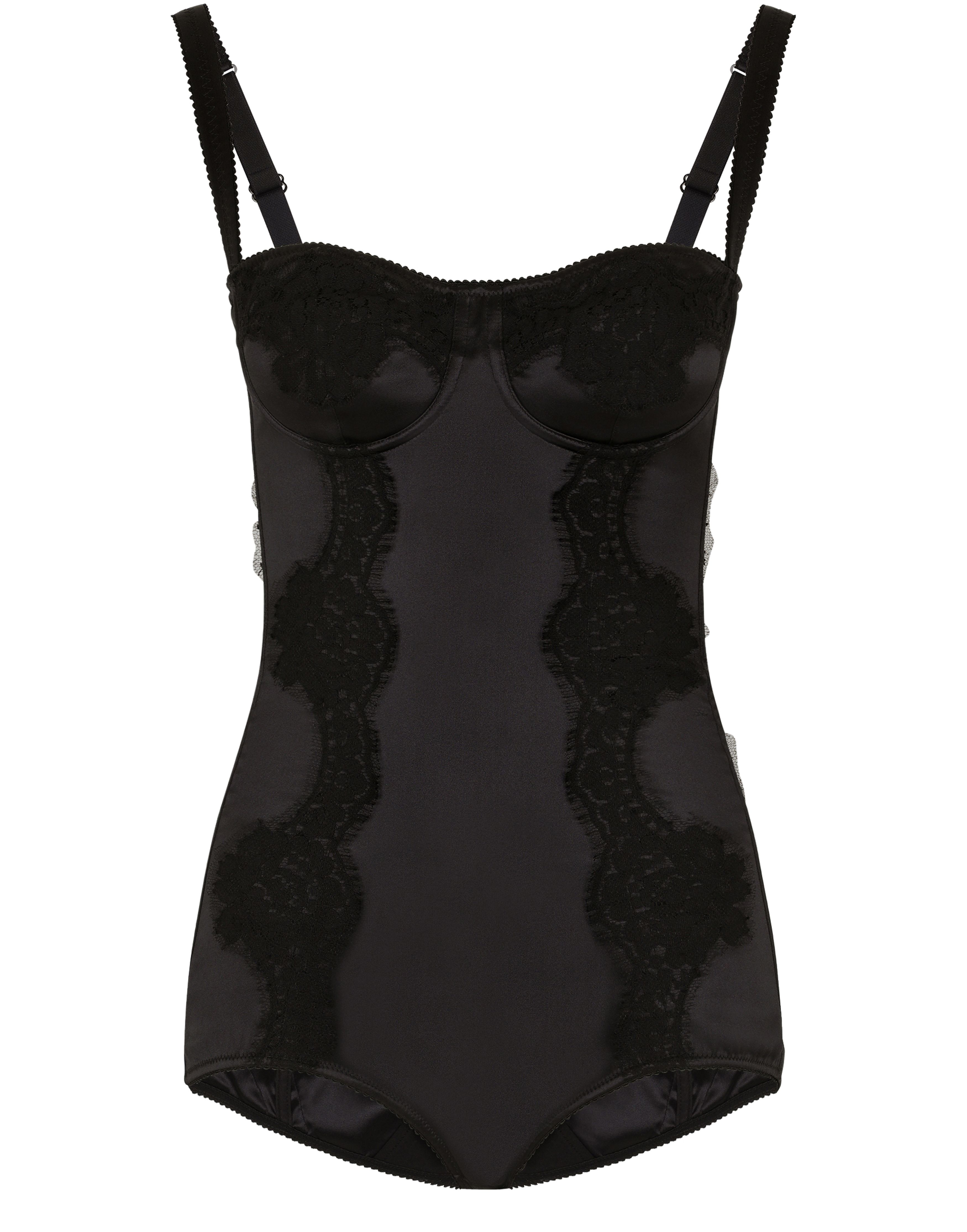 Dolce & Gabbana Silk balconette-bra bodysuit with lace detailing