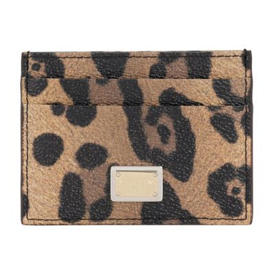 Dolce & Gabbana Leopard-print Crespo card holder with branded plate