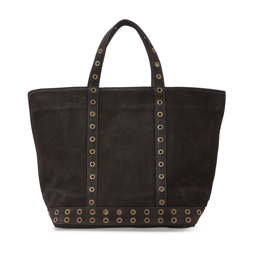  Medium nubuck leather cabas tote bag with eyelets