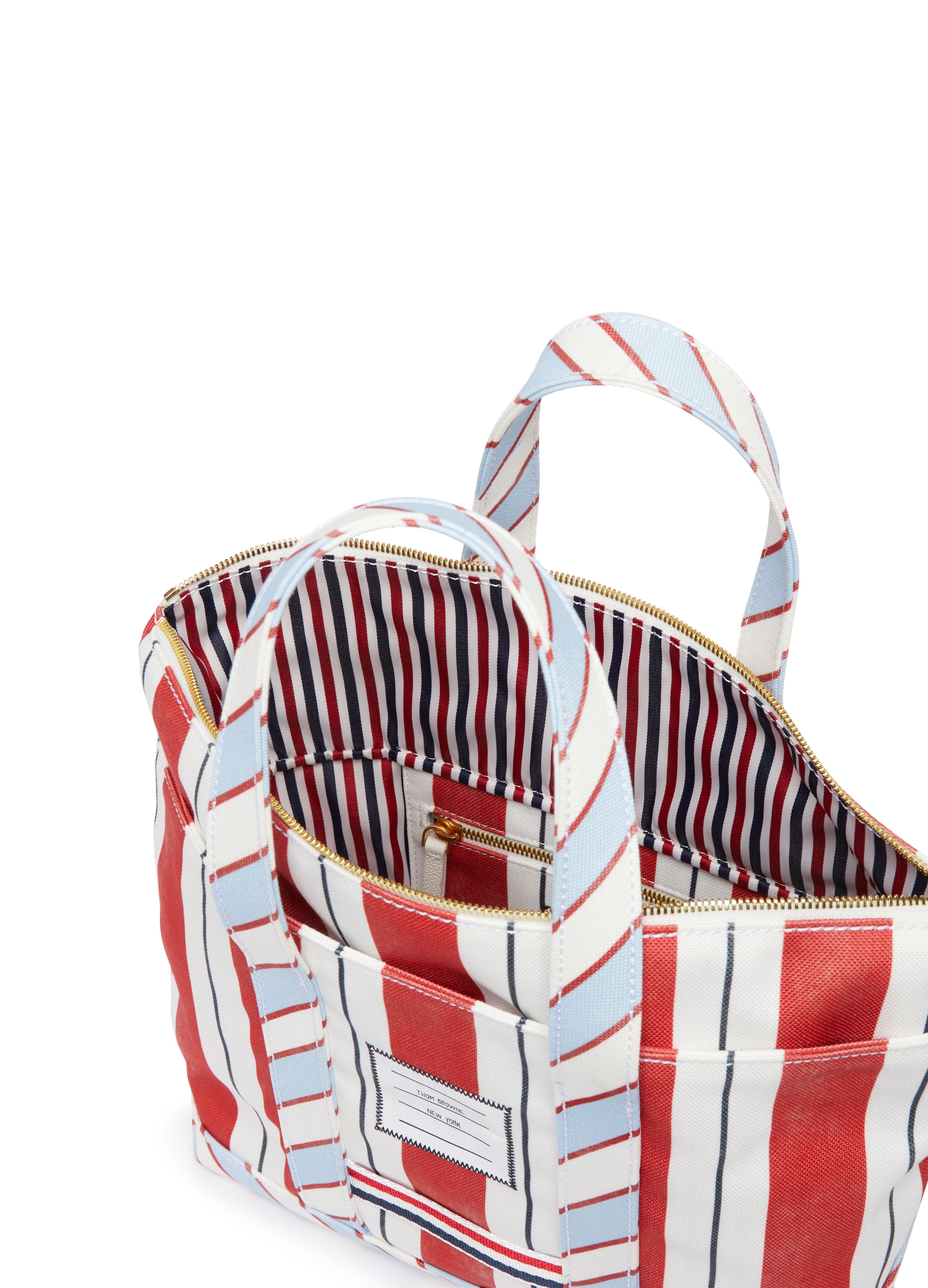 Thom Browne Striped canvas tote bag