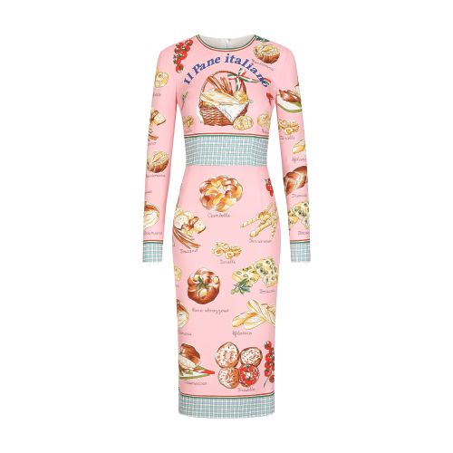 Dolce & Gabbana Charmeuse calf-length dress with bread print