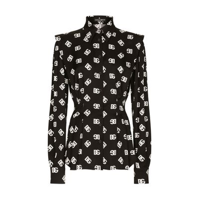 Dolce & Gabbana Charmeuse shirt with all-over DG logo print