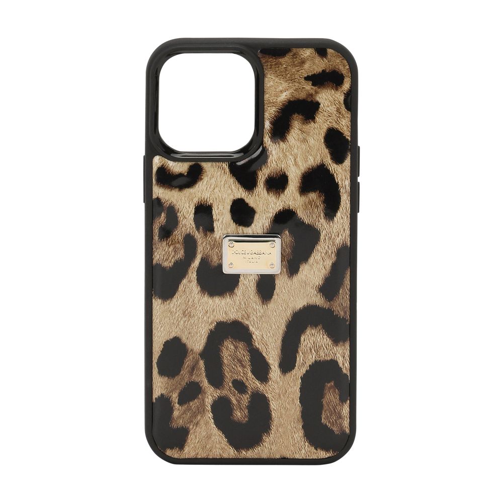 Dolce & Gabbana Leopard-print polished calfskin iPhone 14 Pro Max cover