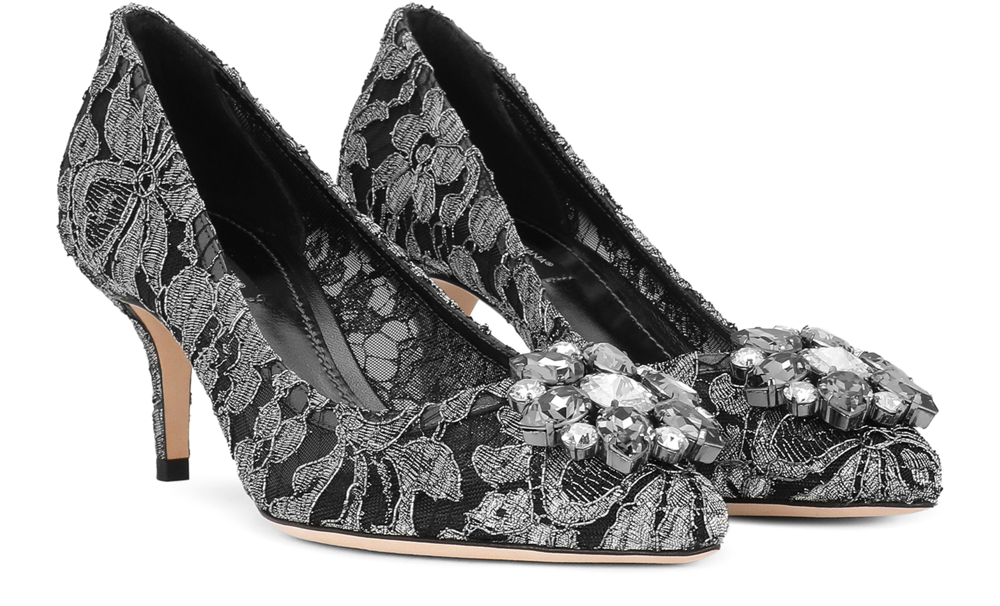 Dolce & Gabbana Lurex lace rainbow pumps with brooch detailing