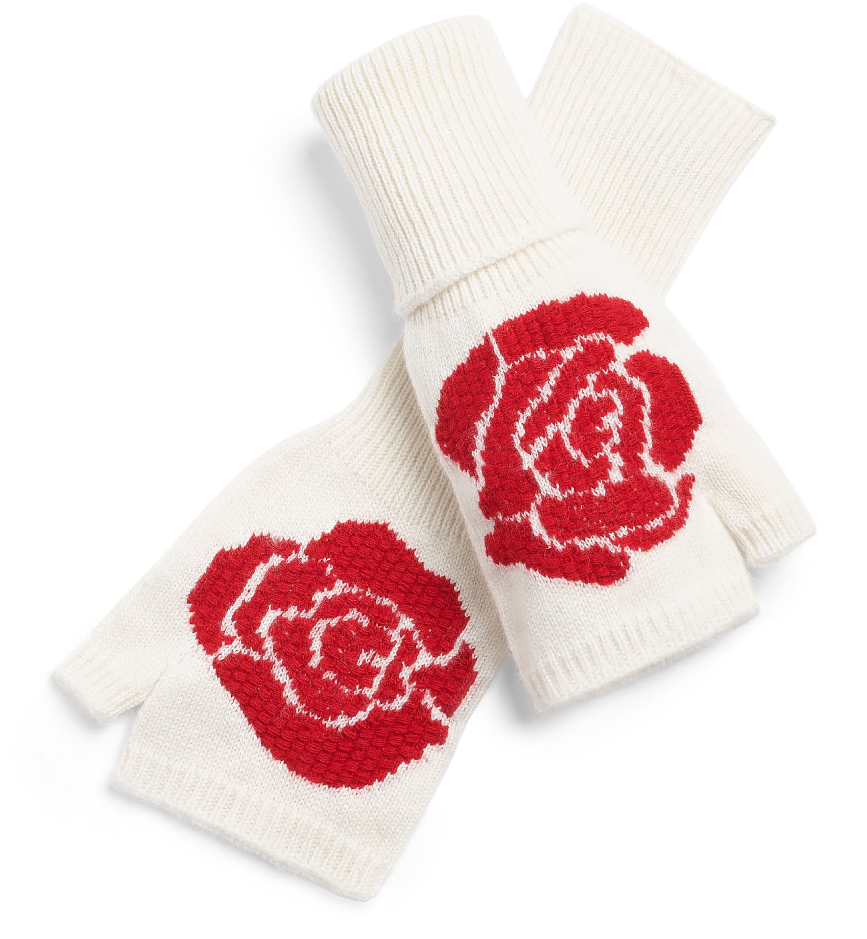 Barrie Fingerless gloves in cashmere and wool with a rose motif