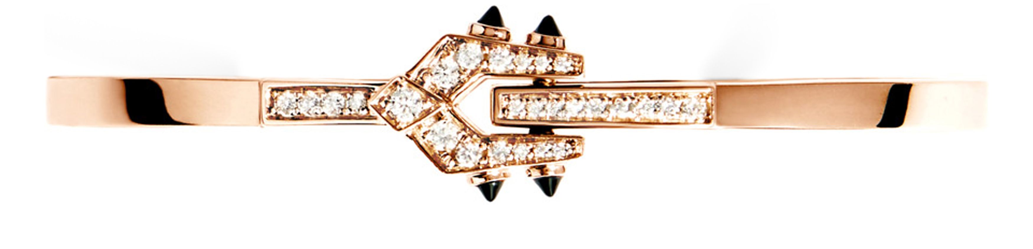  Spike diamond, 18-carat rose gold and black agate bracelet