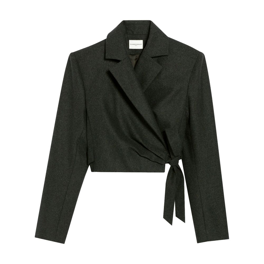  Flecked cropped suit jacket