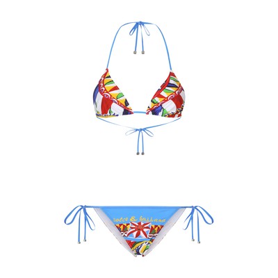 Dolce & Gabbana Triangle Bikini with Carretto Print