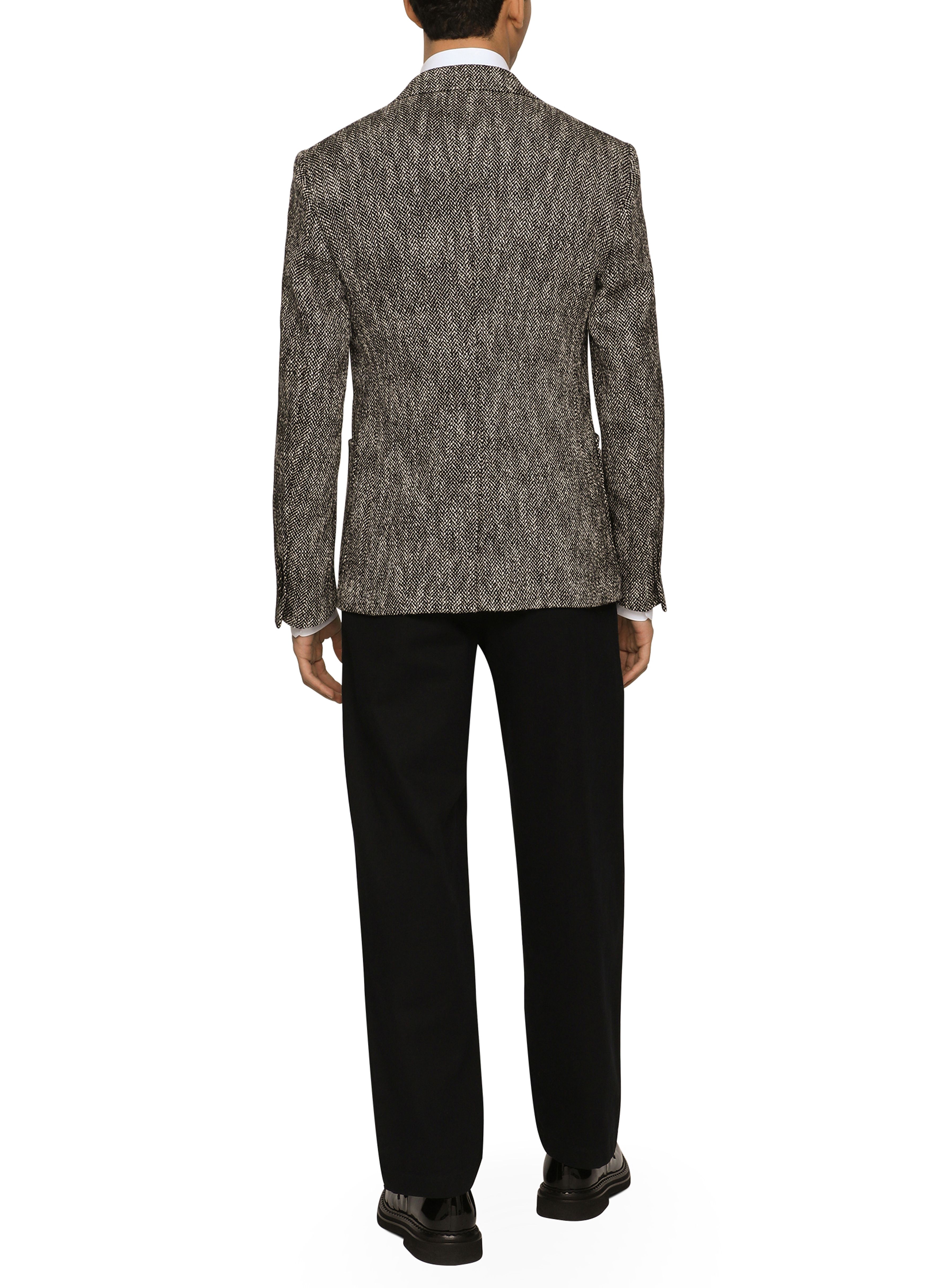 Dolce & Gabbana Herringbone Tweed Cotton and Wool Single-Breasted Jacket