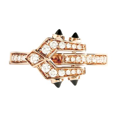  Spike small diamond, 18-carat rose gold and black agate ring