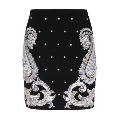 Balmain Paisley and Stars Embroidered Skirt