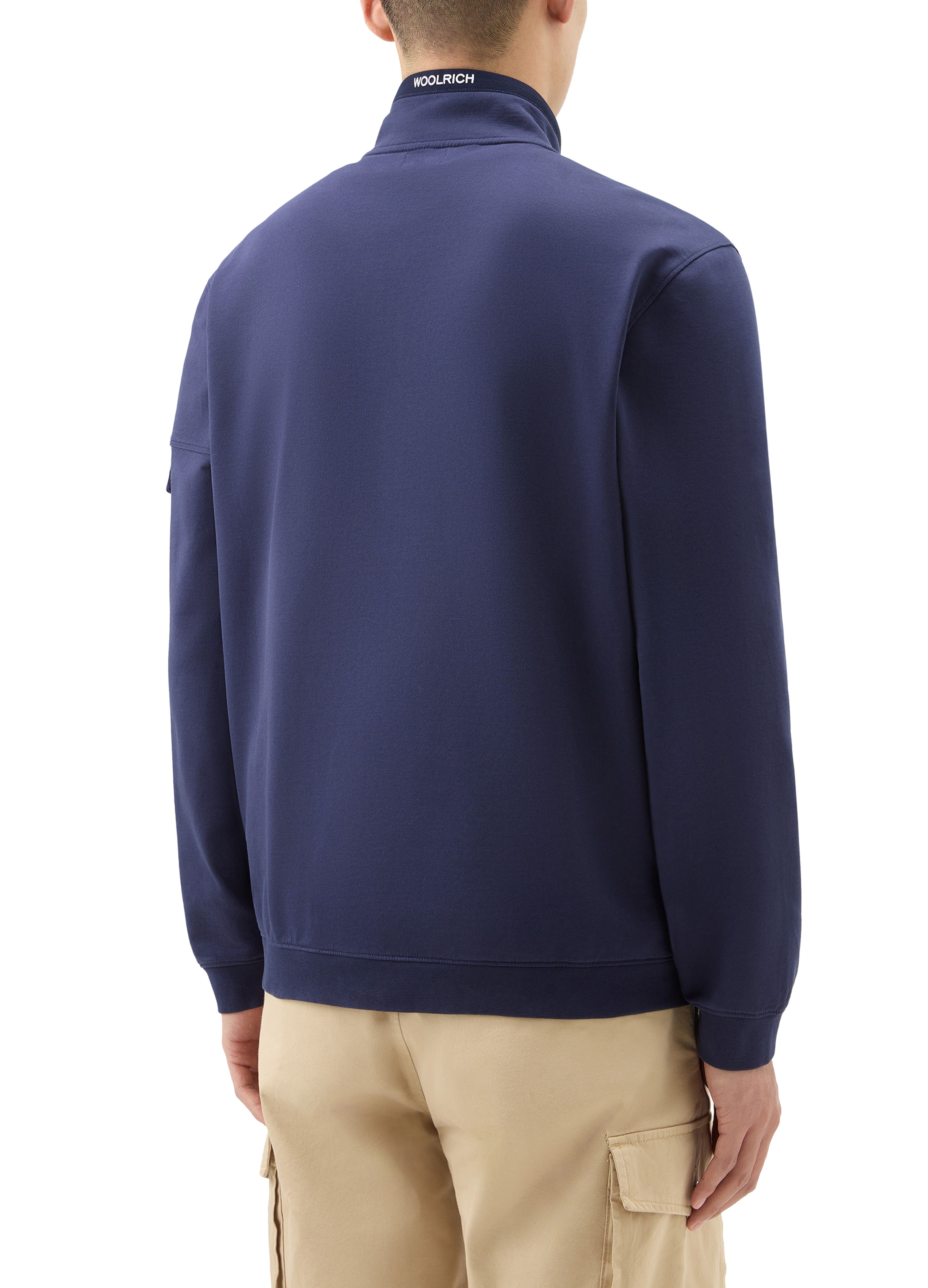 Woolrich Pure cotton sweatshirt with zip and high collar