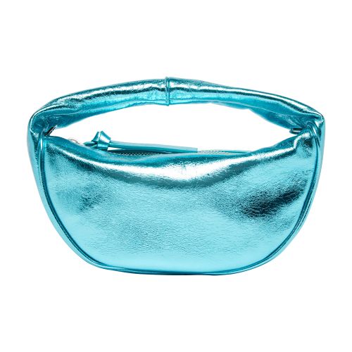 BY FAR Baby Cush aquamarine metallic leather bag