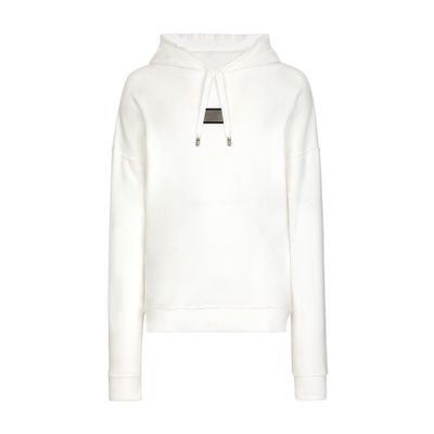 Dolce & Gabbana Hooded Sponge Jersey Sweatshirt with Logo Plaque