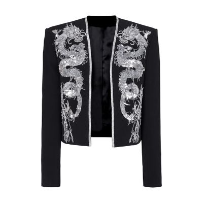 Balmain Embroidered dragon spencer jacket