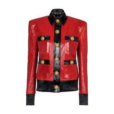 Balmain Two-tone patent leather jacket