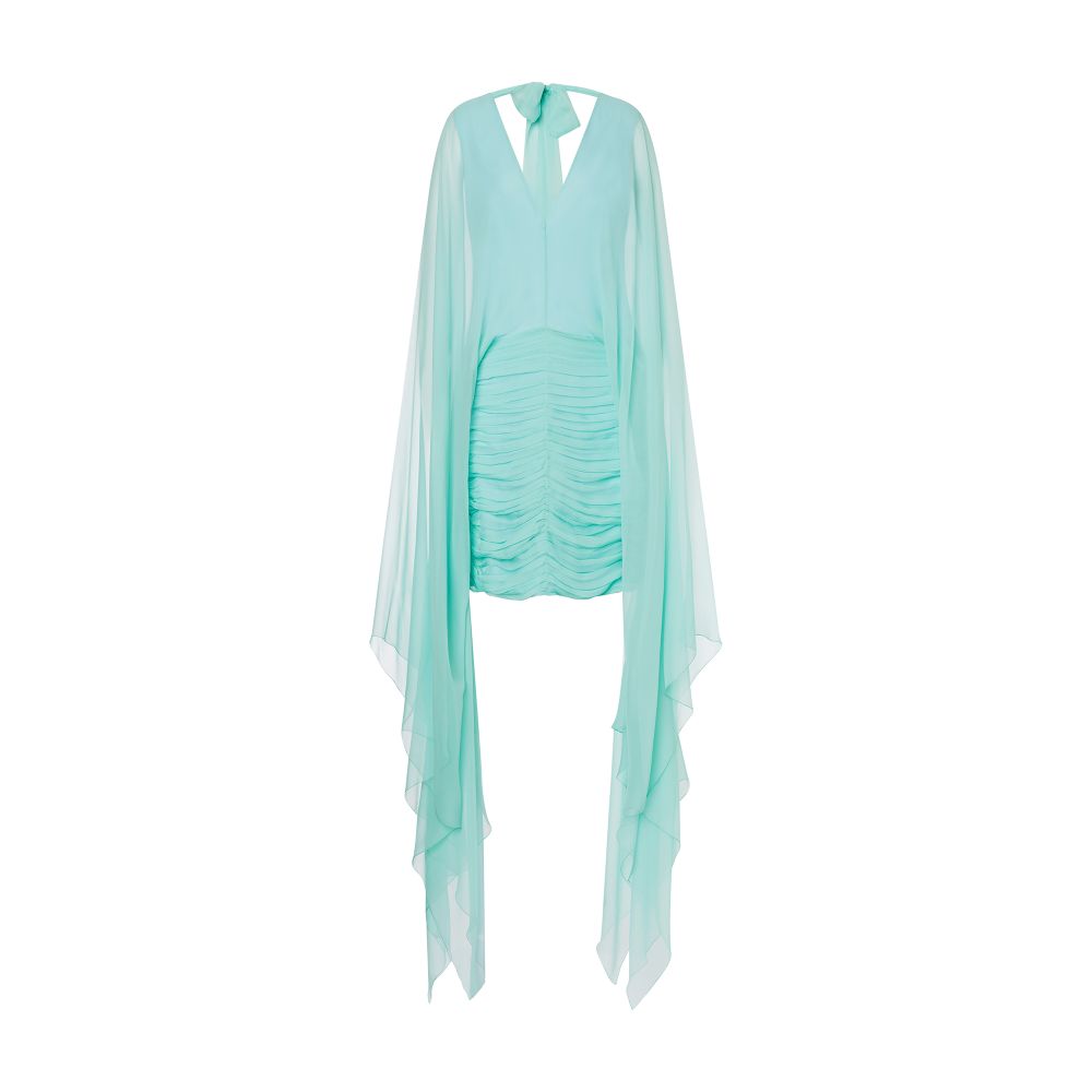 Alberta Ferretti Organic chiffon cape minidress