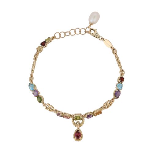 Dolce & Gabbana 18kt yellow gold bracelet with mutlicolored fine gemstones