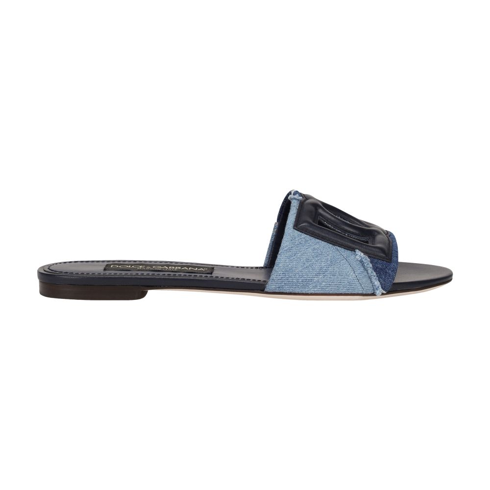 Dolce & Gabbana Patchwork denim slides with DG logo