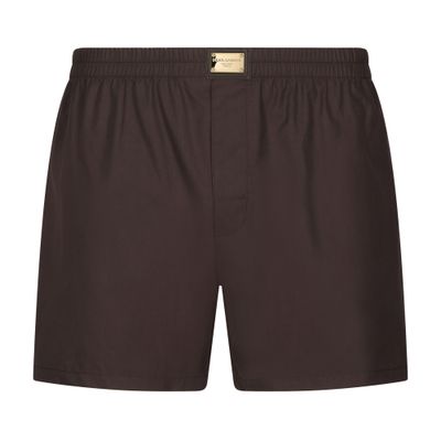 Dolce & Gabbana Cotton Poplin Shorts with Logo Plaque