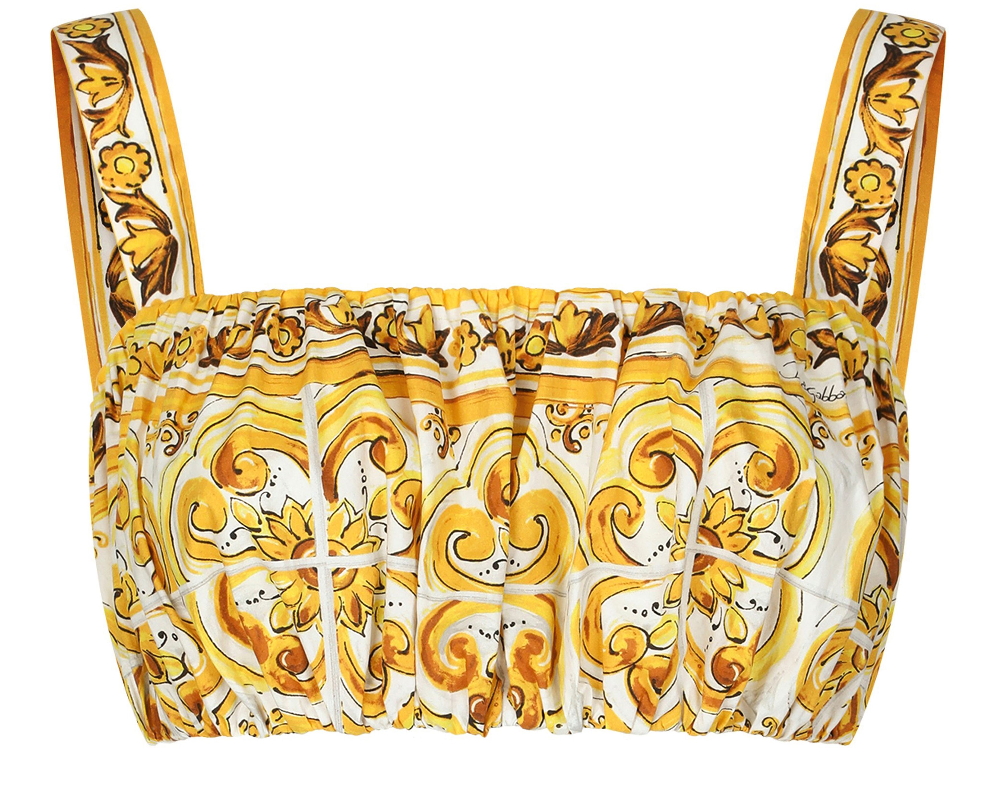 Dolce & Gabbana Majolica print strappy poplin top