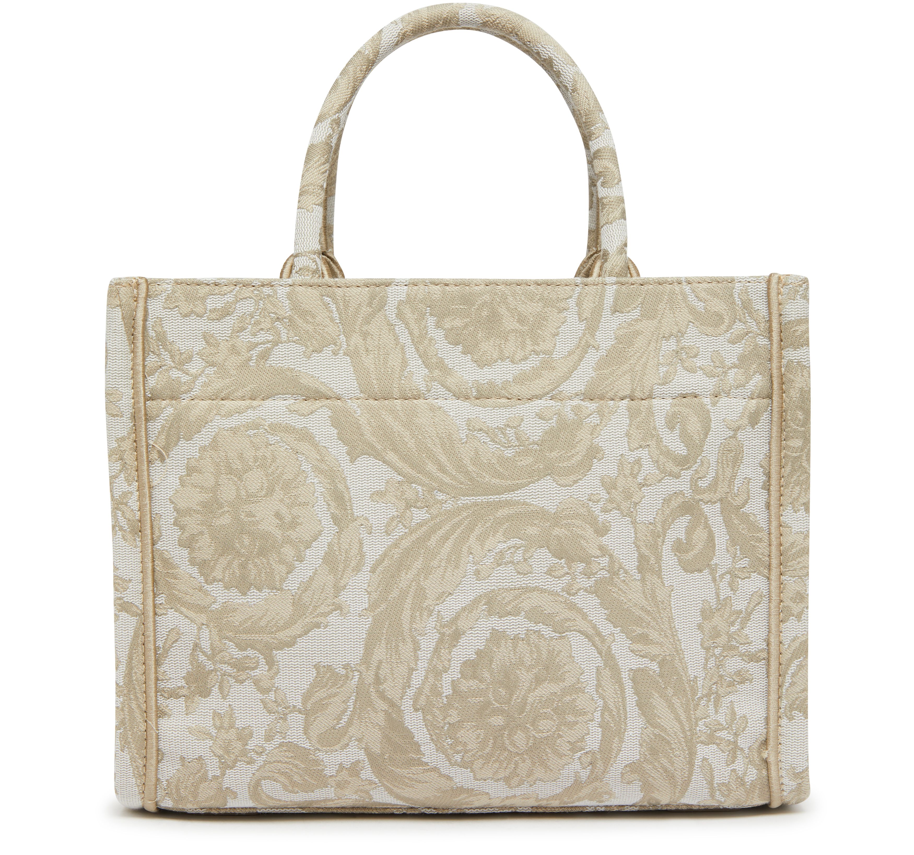 Versace Embroidered Jacquard Barocco and Calf Leather Medium Tote