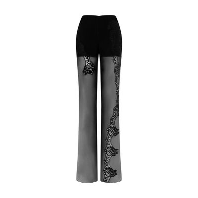 Alberta Ferretti Organic chiffon trousers with lace