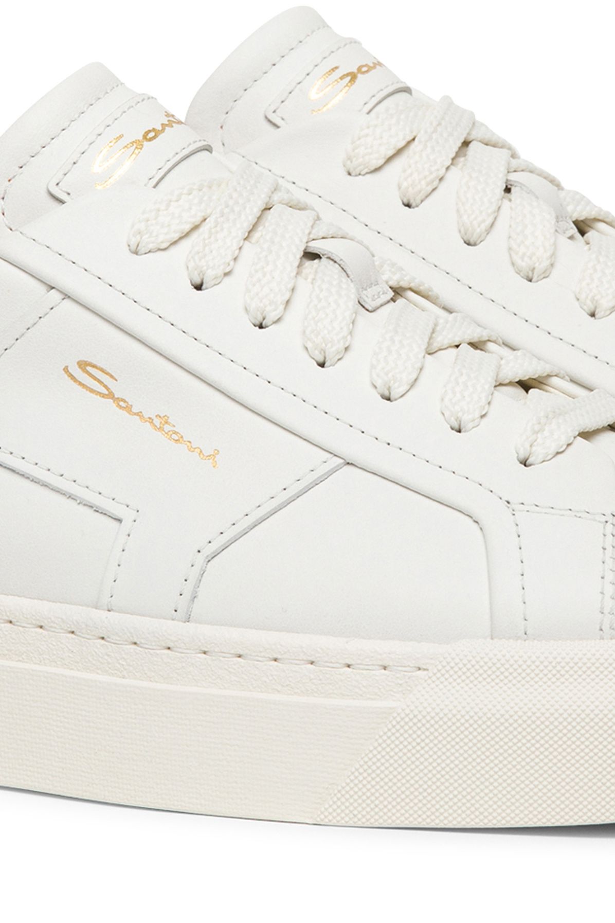 Santoni Leather double buckle sneaker