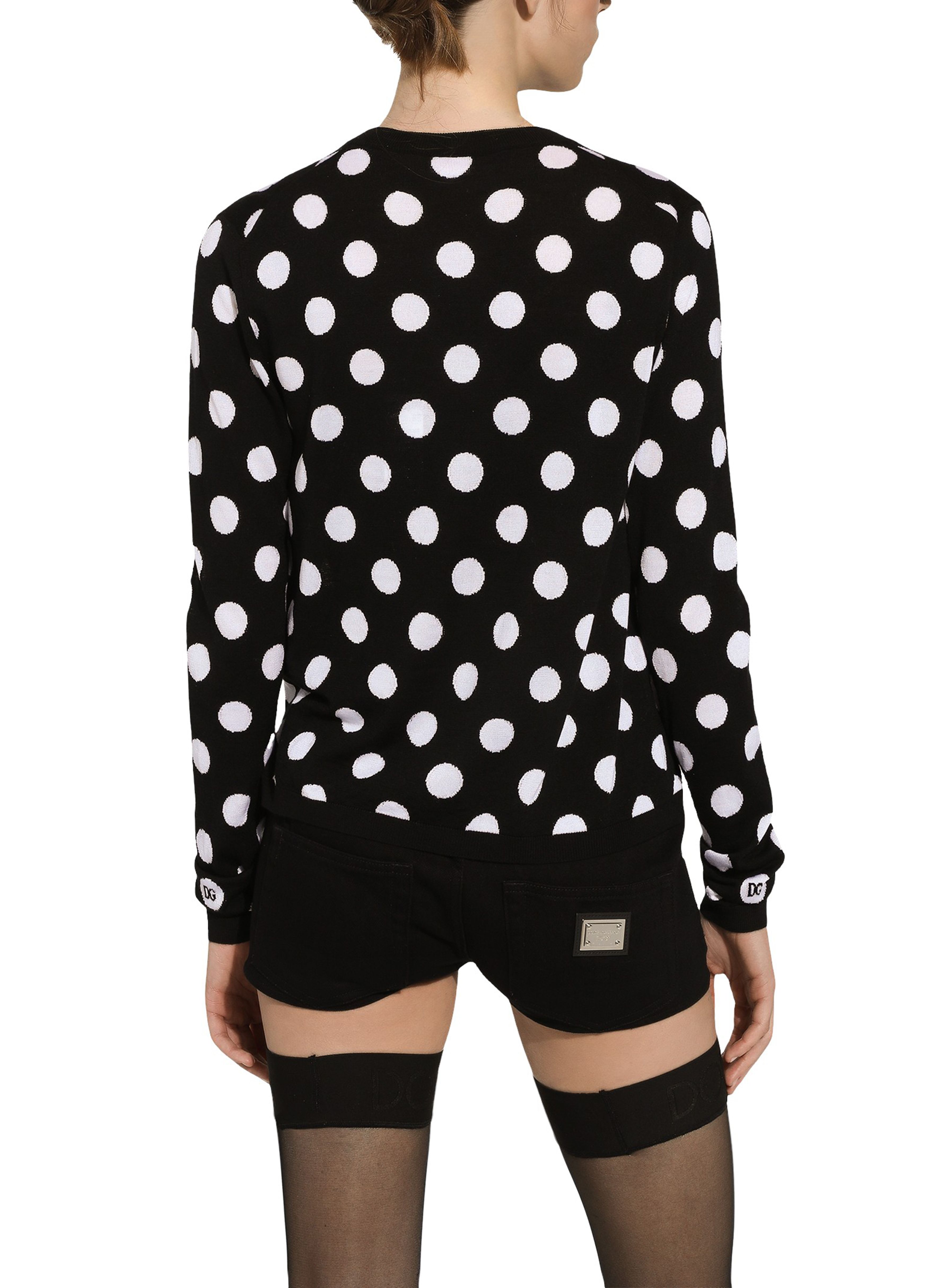 Dolce & Gabbana Polka-dot inlay silk wool cardigan