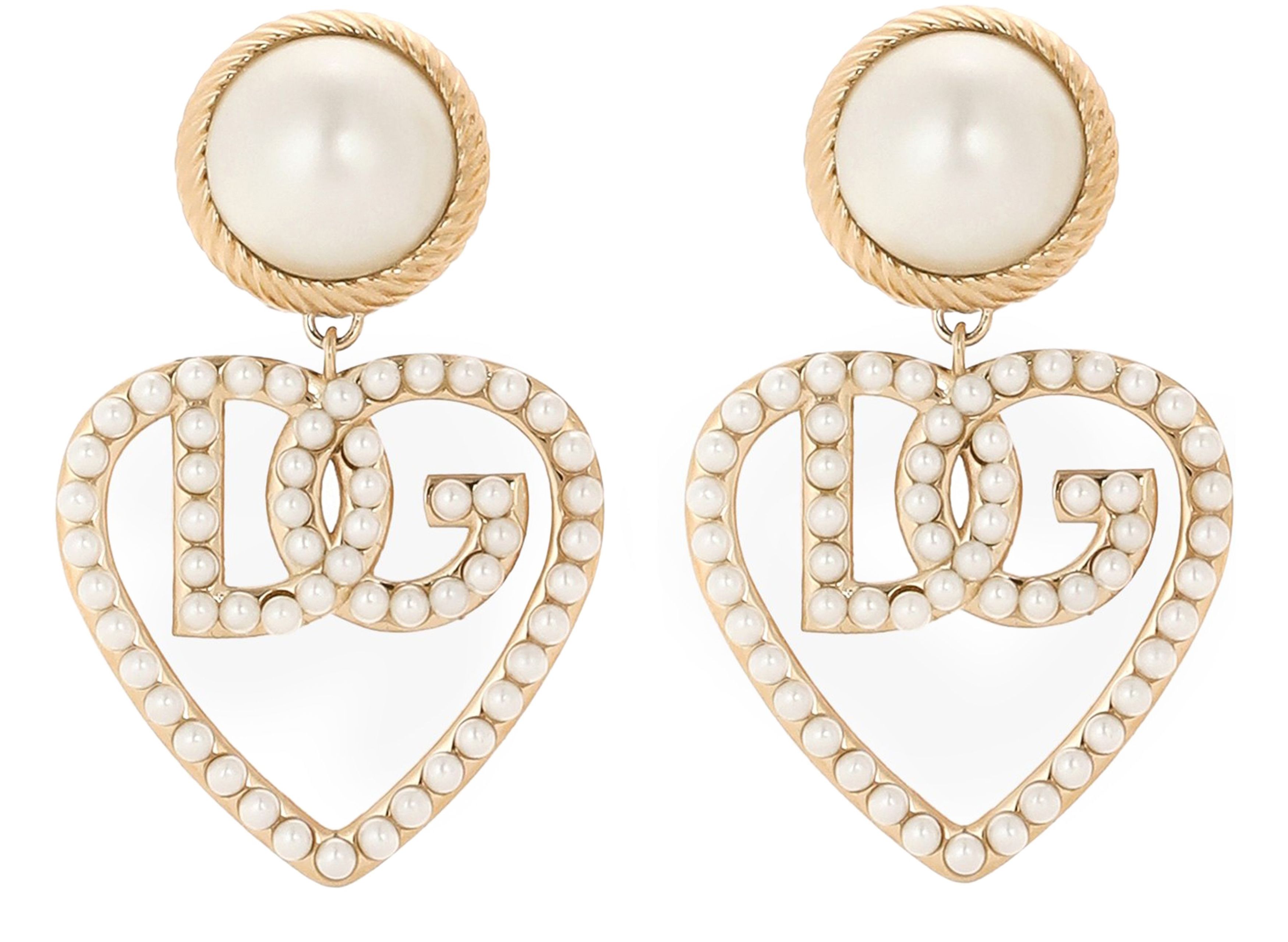 Dolce & Gabbana Drop earrings with cabochon and logo heart