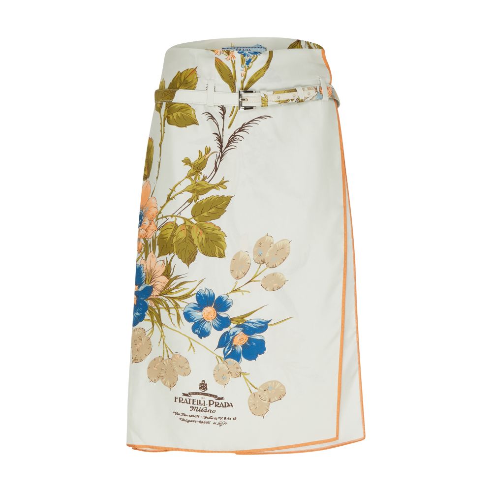 Prada Floral print silk midi skirt