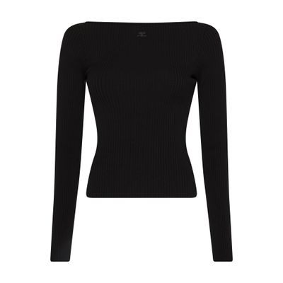 Courrèges Rib knit sweater with bare shoulders