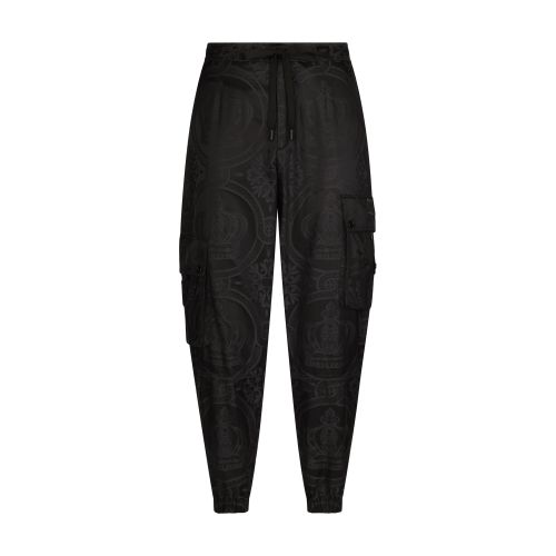 Dolce & Gabbana Crown-design nylon jacquard cargo pants with tag