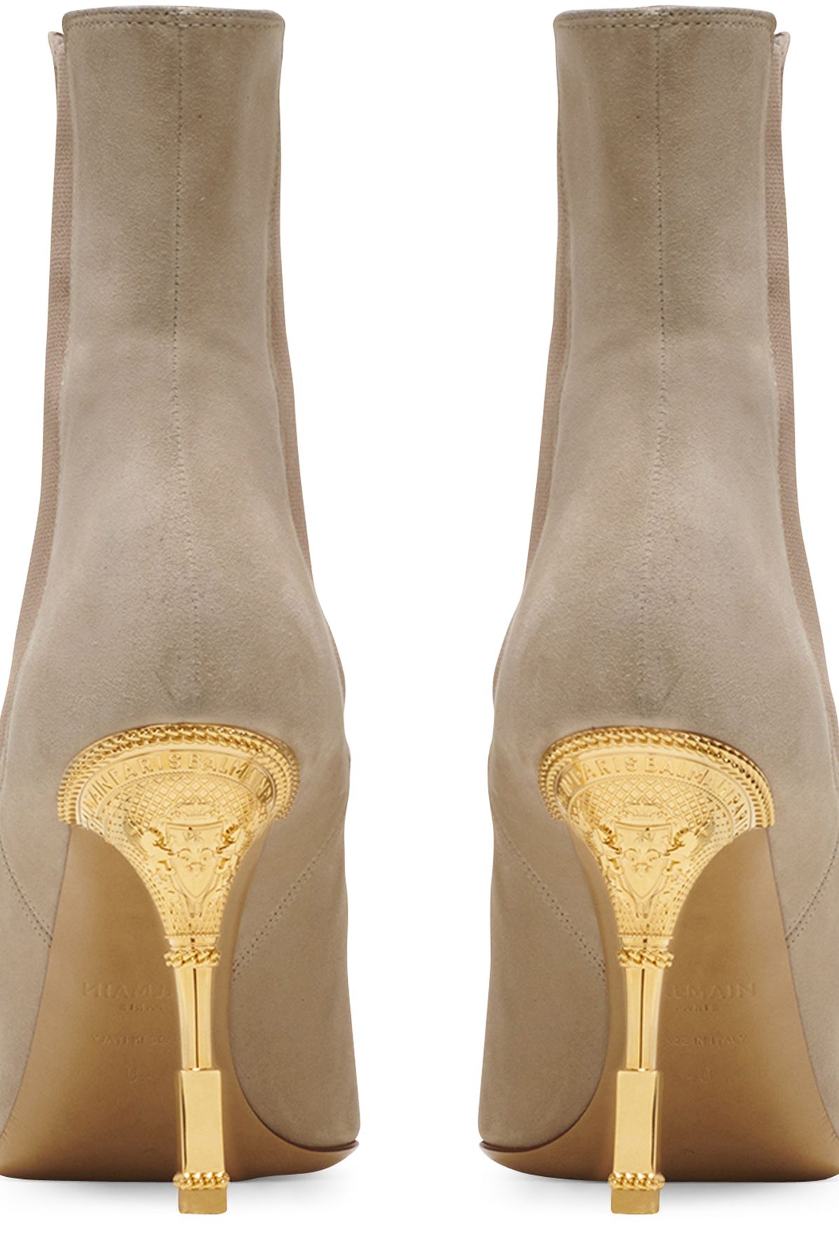 Balmain Moneta suede ankle boots with engraved heel