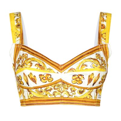 Dolce & Gabbana Majolica poplin corset crop top