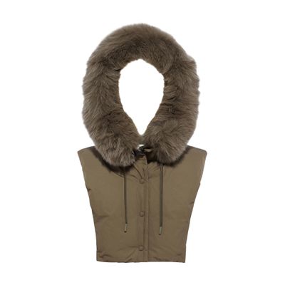 Yves Salomon Hooded bib in quilted performance fabric and fox fur
