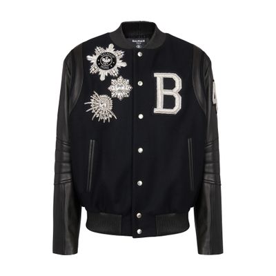 Balmain Balmain leather and wool jacket