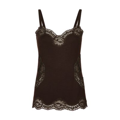 Dolce & Gabbana Wool jersey lingerie top with lace