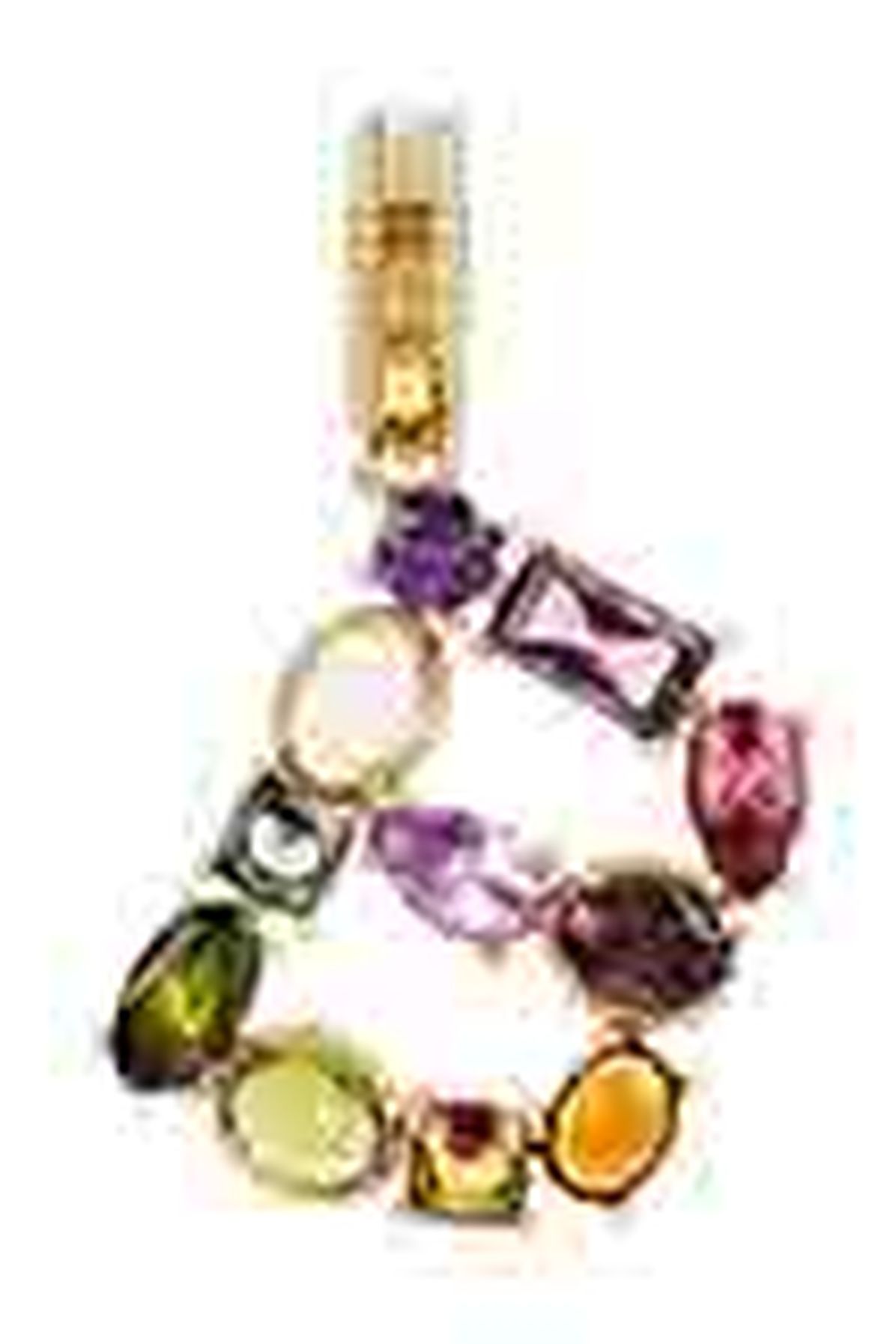 Dolce & Gabbana Rainbow alphabet B 18 kt yellow gold charm with multicolor fine gems