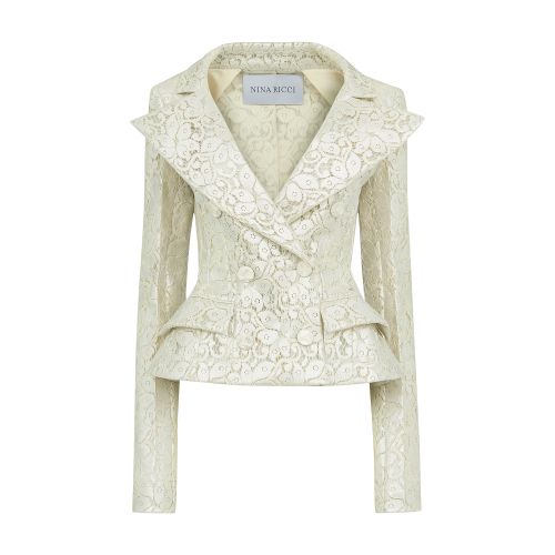 Nina Ricci Guipure lace peplum blazer