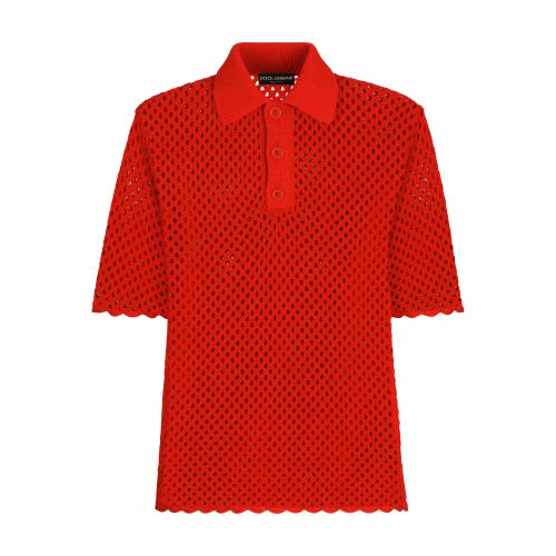 Dolce & Gabbana Cotton Polo Shirt with Mesh Effect and Logo