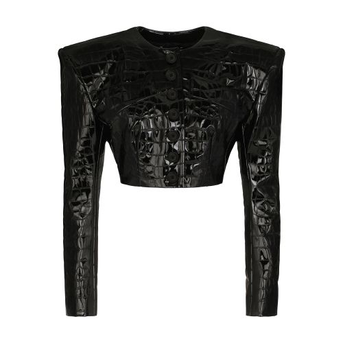 Dolce & Gabbana Cropped single-breasted jacket with alligator print