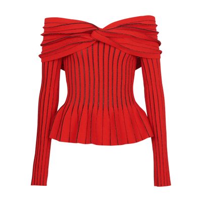 Balmain Knotted Off-The-Shoulder Top