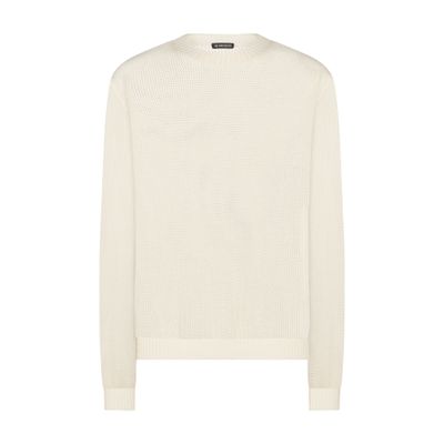 Ann Demeulemeester Manus crochet crew neck cotton net effect knit