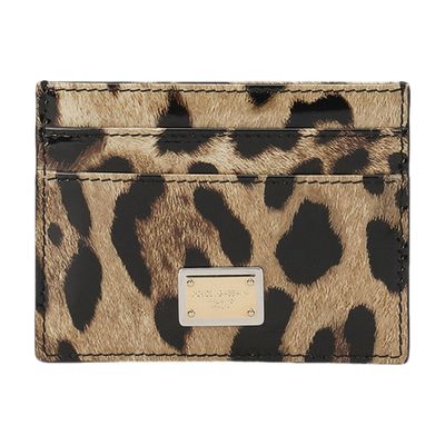 Dolce & Gabbana Polished calfskin card holder with leopard print