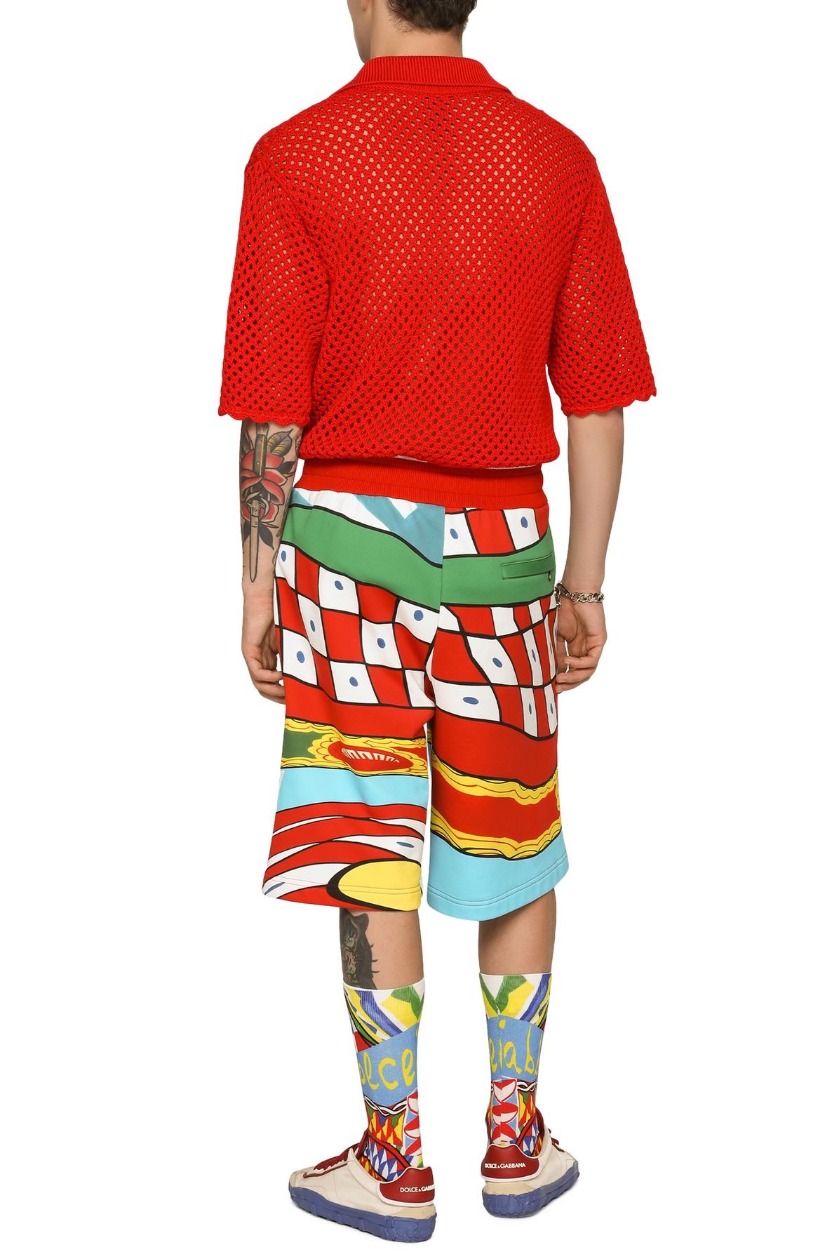 Dolce & Gabbana Bermuda Jogging Shorts in Jersey with Carretto Print